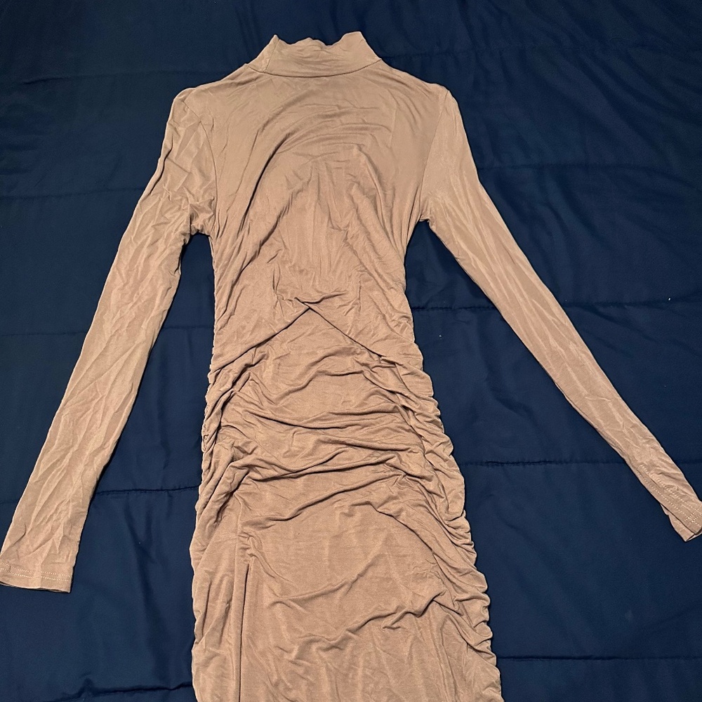 Tan Long Sleeve Maxi Dress